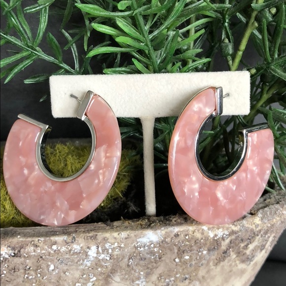 Vince Camuto Pink Resin Post Hoop Earrings - Picture 2 of 2